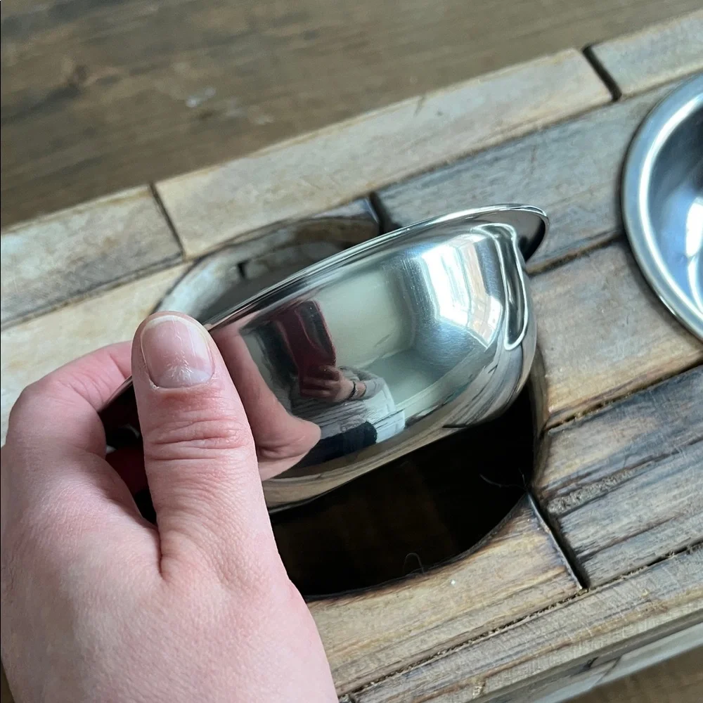 Wooden Pet Feeder with Stainless Steel Bowls